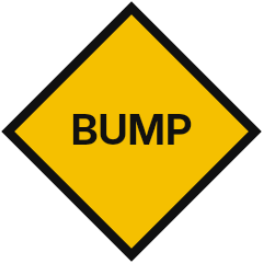 A yellow diamond with black lettering